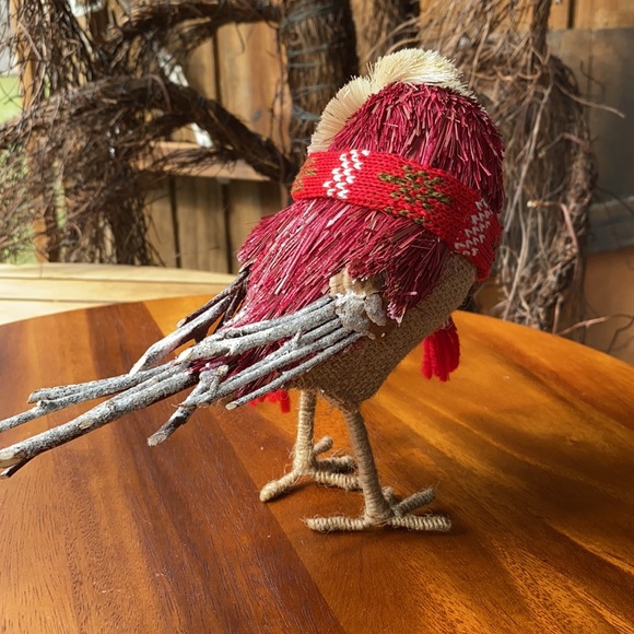 Pottery Barn Sisal, Pinecone and Twig Holiday Owl with Scarf and Burlap body 🦉 - Picture 5 of 16